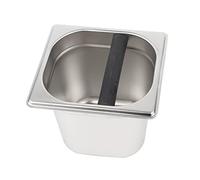Garosa Stainless Steel Coffee Knock Box Espresso Machines Heavy Duty Knock Bin with Replaceable Rubber Bar Deep Bowl Design Prevents Splash 6.88 X 6.29 Inches Silver (L)