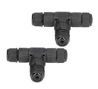Garosa T Type 3 Way Junction Box Connector PA66 Brass Silicone 2 Pack IP68 400V 24A 3 Wire Connector for Outdoor LED Garden Street Flood Light Wiring