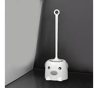 Garosa Toilet Brush Set with Soft Bristle, Extended Handle for Bathroom, Toilet Brush with Cartoon Style Base, Plastic (White Pig)
