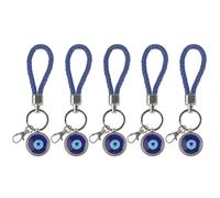 Garosa Turkish Evil Eye Keychain Pendant, Lucky Eye Keyring for Jewelry Craft, 5 Pieces