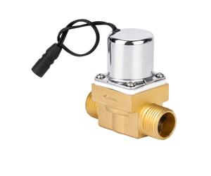 Garosa Urinal Sensor Valve 6V Straight Copper Ceramic G1/2 | Copper and ceramic build, upper inlet bottom outlet, 63 mm height, G1/2 connector, washroom flush repair part