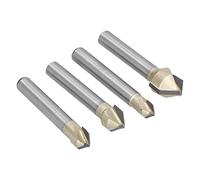 Garosa V Groove Router Bit Set, Tungsten Carbide Woodworking Router Bit 4Pcs 90 Degree 1 4in Shank, 1 4 5 16 3 8 2in Cutting Diameters for Grooving Chamfering Joinery