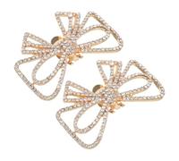 GAROZATION 1 Pair Bow Shoe Clips Rhinestone Shoe Decorations for Women with Detachable Design and Golden Metal Material, Adds a Romantic Touch for Evening Party or Birthday