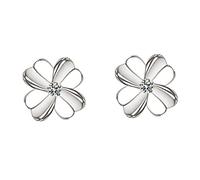GAROZATION 1 Pair Clover Flower Earrings for Women Elegant Studs Platinum Color for Parties Engagements Everyday Wear Charming Jewelry Accessories