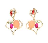GAROZATION 1 Pair Heart Drop Dangle Earrings Romantic Rhinestone Love Design Lightweight Statement Jewelry for Women for Bridesmaids Weddings Special Occasions