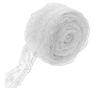 GAROZATION 1 Roll of White Polyester Lace Trim for Sewing Fabric and DIY Clothing, Elegant Hand-Made Lace Accessory Can Be Cut to Length for Dressmaking and Craft Projects