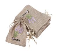 GAROZATION 10pcs 10x14cm Burlap Drawstring Bags Linen Scented Sachet Pouches with Embroidered Lavender Pattern, Rustic Wedding Favor Bags for DIY Crafts and Party Packaging