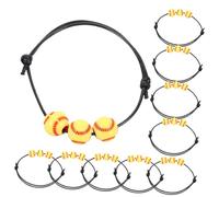 GAROZATION 10Pcs Adjustable Softball Beads Bracelet Sports Wristbands for Baseball Fans Skin Friendly Charm Bracelets for Team Sports and Daily Wear Fits Wrist