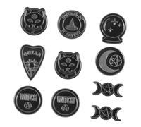 GAROZATION 10pcs Alloy Witch Brooch Pins Vintage Punk Coffin Hat Badge DIY Clothes Accessories for Women Gothic Costume Random Style