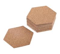GAROZATION 10pcs Hexagonal Cork Wood Memo Boards with Adhesive for Fixing Notes and Decorative Use, Small Brown Notice Boards for Office and Photo Wall Display
