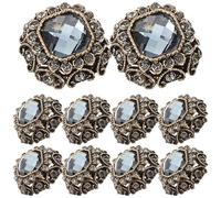 GAROZATION 10pcs Metal Rhinestone Coat Buttons Square Blue-Gray Sparkle Sewing Fasteners for Cloak DIY Clothes Accessories Decorative Craft