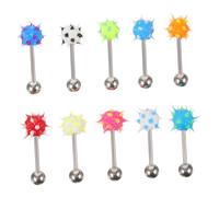 GAROZATION 10pcs Tongue Studs Jewelry Safe Body Piercing Decor Colorful Faux Fur Ball Tongue Rings Fashion Accessories for Women Suitable for Daily Wear Random Color