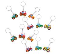 GAROZATION 12pcs Cute Farm Vehicle Pendant Keyring Fun Keychain for Boys and Girls Cartoon Tractor Keyring Backpack Charms