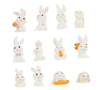 GAROZATION 12pcs Miniature Bunny Shape Garden Adornments Carrot Bunny Statues Bonsai Accessories for Desktop Decor with Creative Modeling and Lightweight Design