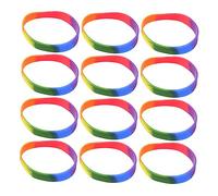 GAROZATION 12Pcs Rainbow Silicone Wristbands Vibrant Lgbt Pride Bracelets for Festivals Parties Daily Wear Durable Comfortable Accessories for Gay Lesbian Bisexual Support