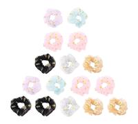 GAROZATION 15pcs Hair Rings Mesh Ponytail Holder with Delicate Texture Mixed Color Flower Design Hair Accessories for Women Festival Parties Random Color