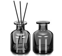 GAROZATION 2 Pcs 150ml Glass Reed Diffuser Bottles round Empty Refillable Aroma Jars for Essential Oil Diffuser with Smoke Grey Color Suitable for Home Office and Car Use