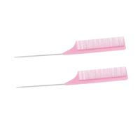 GAROZATION 2 Pcs Carbon Fiber Stainless Steel Hair Combs Set Pink Pintail Comb and Barber Rat Tail for Hair Styling and Parting Professional Haircutting Tools for Women and Men
