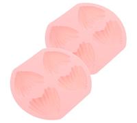 GAROZATION 2 Pcs Cupcake Bakeware Baking Pan 4 Cavity Heart-Shaped 5.74 X 4.99 X 0.79 Inch Silicone Nonstick Easy to Clean for Daily Cooking and Banquet Desserts