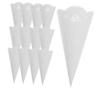 GAROZATION 20PCS Hollow Confetti Holders Craft Paper Petal Cones for Wedding Party Decorations Easy to Fold and DIY for Classic Vintage Themes White Color
