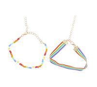 GAROZATION 2Pcs Adjustable Rainbow Pride Bracelets for Couples Men Women Skin Friendly Beaded Wristbands Stylish Lgbtq Accessories for Daily Wear and Pride Celebrations