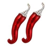 GAROZATION 2pcs Alloy Enamel Chili Pepper Brooch Pin Vegetable Lapel Pins for Festival Party Office and Mexican Themed Events Glossy Finish Metal Accessories for Casual and Formal Wear