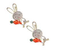 GAROZATION 2Pcs Cute Cartoon Rabbit Brooch Pins for Women Crystal Bow Design Funny Enamel Animal Accessories Secure Pin for Shirt Collar Easter Moms