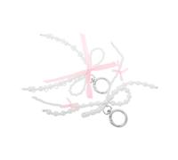 GAROZATION 2pcs Cute Keychain Accessories Fake Pearl Bowknot Key Ring for Women Girls Car Keychain Bowknot Bag for Purse