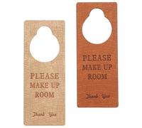 GAROZATION 2pcs Door Hanger Sign Double-sided Door Knob Sign 7.8x3.1inch Pu Leather Convenient Reminder Modern Simple Look for Hotel and Company Lounges