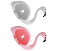 GAROZATION 2pcs Flamingo Wall Mount Toothbrush Holder Set, Electric Toothbrush Stand with Storage Base for Bathroom, Nail-free Pink and White Dual Slot Organizer