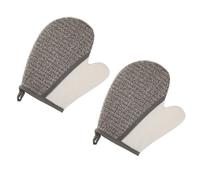GAROZATION 2Pcs Flax Linen Exfoliating Back Bath Gloves with Ribbed Texture, Double-Sided Body Scrub Towels for Shower and Skin Cleansing