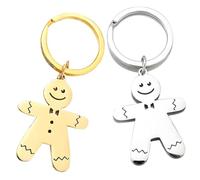 GAROZATION 2pcs Gingerbread Man Keychain Christmas Keyrings Cute Holiday Bag Pendants for Men and Women for Christmas Party Favors