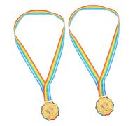 GAROZATION 2pcs Gold Medals for Ice Skating Awards with Neck Ribbons Youth Sports Achievement Prizes for Preschool and Roller Skating Competitions Team Spirit Recognition Motivational