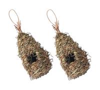 GAROZATION 2pcs Grass Bird Nest Hut Handwoven Natural Bird Houses Sparrows and Patios Window Garden Decor