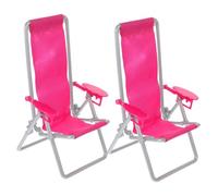 GAROZATION 2pcs Mini Reclining Outdoor Lounge Chair Simulation Folding Beach Chair Patio Furniture