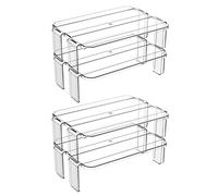 GAROZATION 2Pcs Plastic Refrigerator Storage Shelf Rack Leftover Trays Organiser, Multi-Purpose Storage Shelves for Fridge Kitchen Pantry, Table-Top