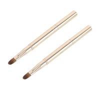 GAROZATION 2pcs Retractable Lip Brush with Cap Double Ended Metal Lip Makeup Brush Golden Dual Tip for Travel Daily On-the-go Touchups