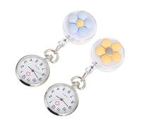 GAROZATION 2pcs Retractable Nurse Watch with Flower Design Durable Pocket Timepiece for Nurses Students and Healthcare Professionals Macaron Color