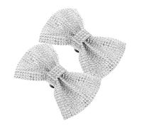 GAROZATION 2pcs Rhinestone Bow Shoe Charms Decorative Removable Shoe Bows for Women Bride Wedding 5.5x8cm White Embellishments