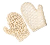 GAROZATION 2pcs Skin Scrubbing Gloves Bathing Mitts Exfoliating Gloves for Massage Skin Made of Whole Sisal Hemp Beige Color Modern Cute Style Fully Absorb Body Wash Create Rich Thick Foams