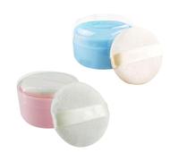 GAROZATION 2pcs Talcum Powder Puff and Container Set, Sponge and Abs Material with Compartments, Holds Loose Powder in Place without Deformation, Portable Storage Case for Use