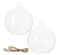 GAROZATION 2pcs Transparent Hanging Glass Globe Terrarium Elegant Air Plant Glass Planter for Indoor Succulent Display Creative Micro Landscape Decor Modern Home Ornament