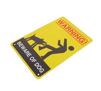 GAROZATION 2Pcs Vintage Garden Warning Signs Caution Dog Signs with Four for Easy Hanging Classic Yellow Black Red Colors Visible Pattern for Outdoor Decor