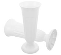 GAROZATION 2pcs White Plastic Graveyard Flower Pot with Weather Resistant and Fade Resistant Features, for Cemetery Memorials and Grave Decoration