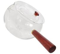 GAROZATION 300ml Heat Resistant Borosilicate Glass Teapot with Wooden Side Handle, Pleased Shape Loose Leaf Tea Pot Suitable for Home and Office Use