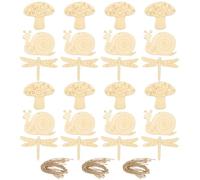 GAROZATION 30pcs DIY Wood Slices Multi Shape Chips Snail Dragonfly Mushroom Unfinished Easy to Paint Creative Woodcrafts for Craft Making