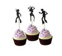 GAROZATION 30pcs Vintage Music Theme Cake Picks Decorative Note Cupcake Toppers Set for Birthday Party Supplies, 5 Designs with 6pcs Each, Retro Music Party Cake Decorations
