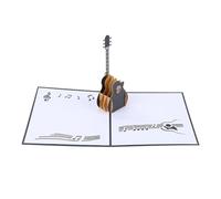 GAROZATION 3d Vintage Guitar Greeting Card with Fine Paper Workmanship, Pop-up Design for Sending to Your Friends on Special Day, Thank You Present for Guitar Lovers and Teachers