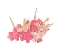 GAROZATION 3pcs Cherry Blossom Origami Crane Brooch Metal Flower Paper Cranes Pins Cute Decorative Accessories for Women Handbags Hats Special Occasions Gifts