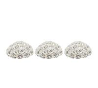 GAROZATION 3Pcs Classic Silver Alloy Coat Sewing Buttons with Circle Rhinestone, Easy to Attach with Thread, for Homemade Crafts and Replacement on Sofas or Dolls Clothes